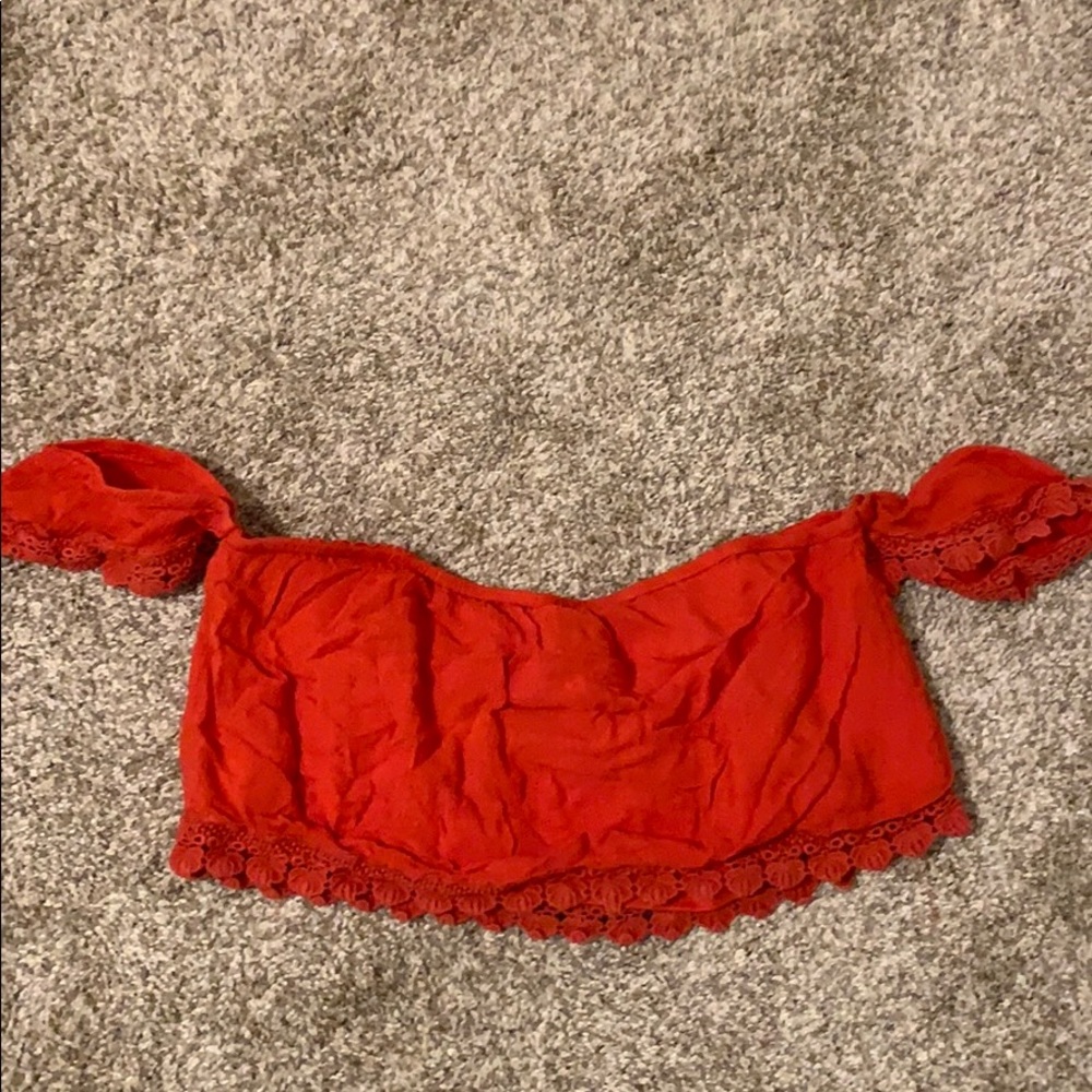 LA Hearts Red Off the Shoulder Top